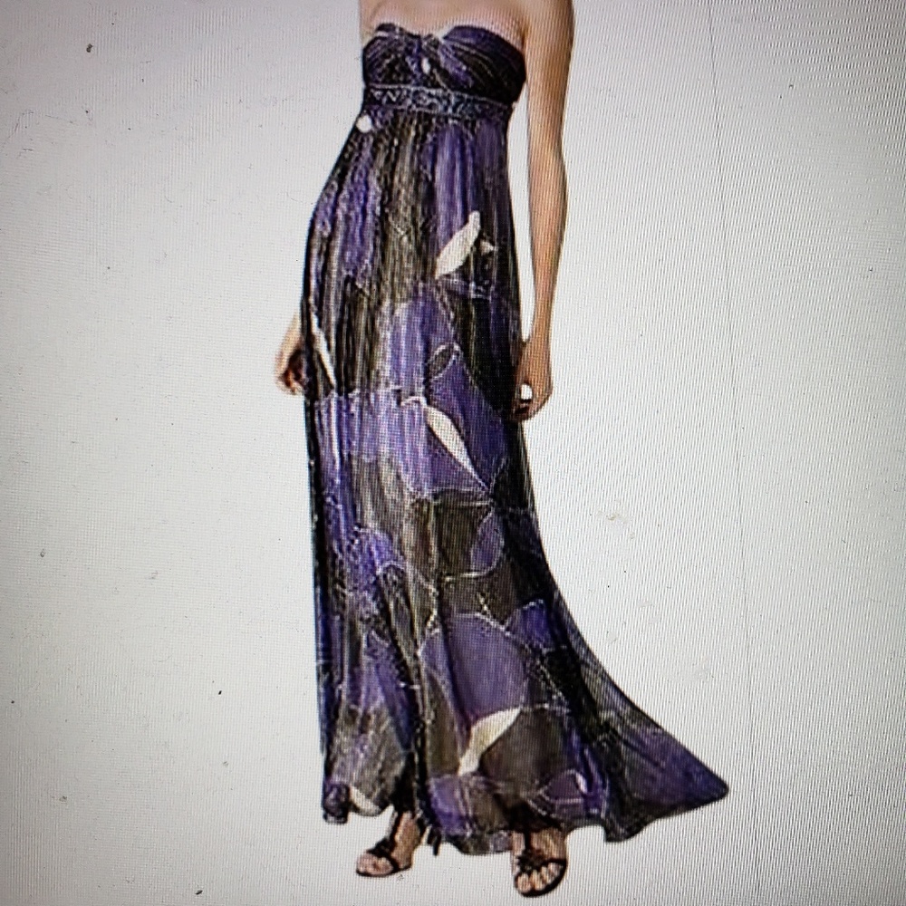BCBGMaxAzria Gown Dress Maxi Silk Chiffon Strapless Size 2 Romantic Purple - Picture 9 of 9
